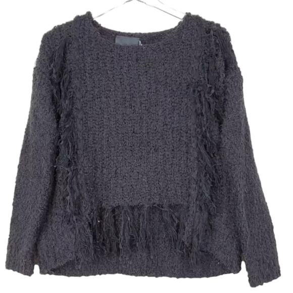 Line  & Dot Black Knit Sweater With Fringed Hem Size XS NWT - Picture 8 of 8